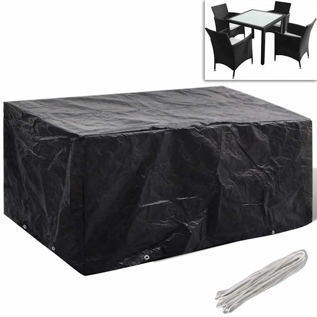 Garden Furniture Covers Waterproof Polyethylene 180x140cm Black 2 Piece