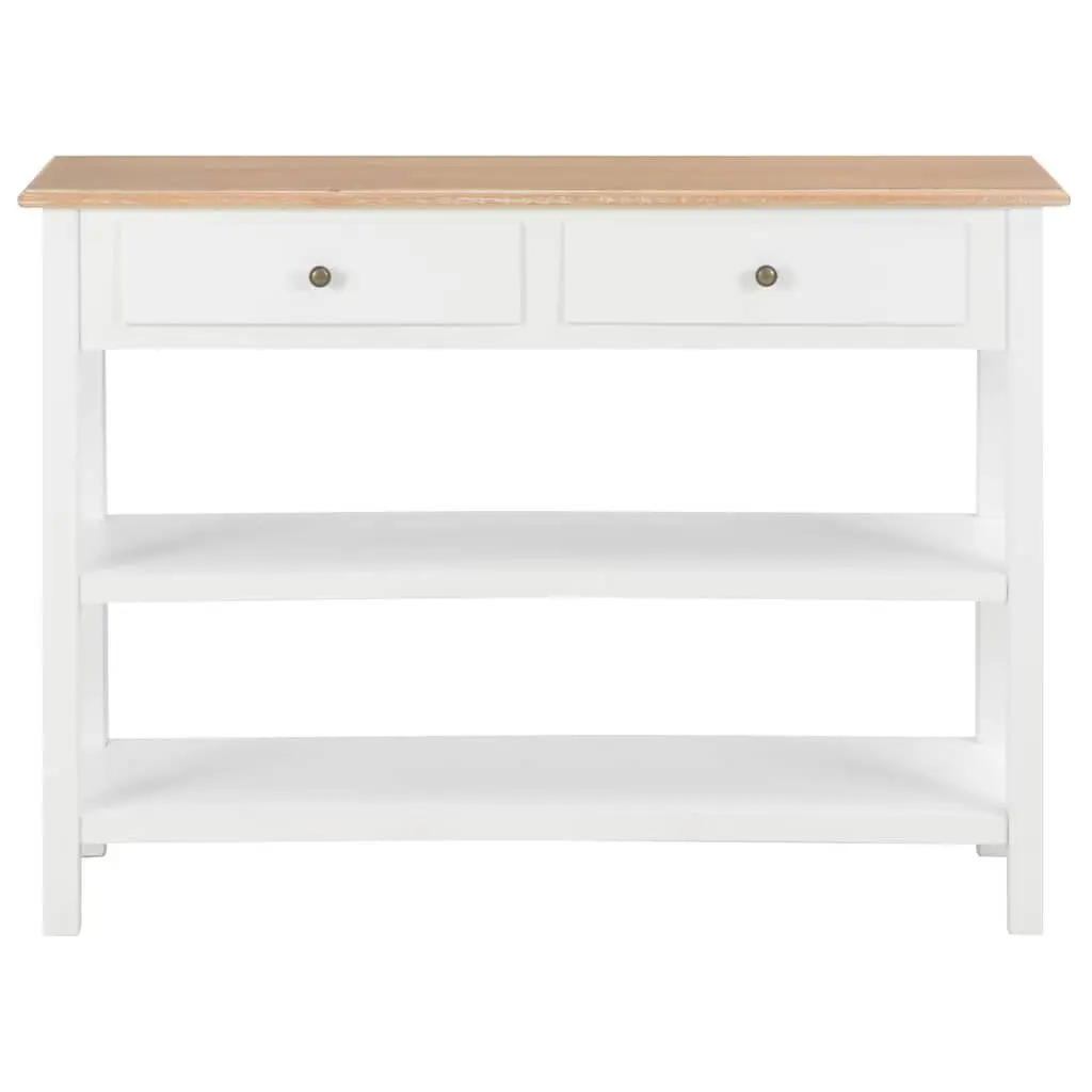 Sideboard MDF White 110cm x 35cm x 80cm 2 Drawers 2 Shelves Storage Cabinet