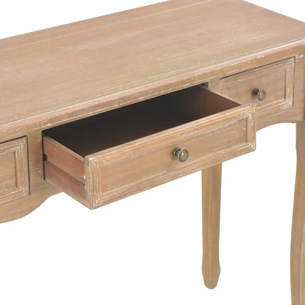 Dressing Table MDF Pinewood 3 Drawers Brown Console for Living Room Hallway