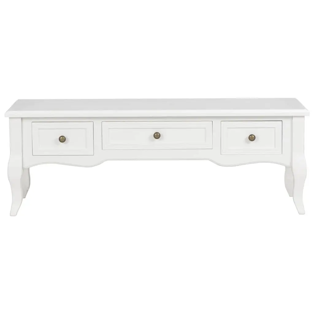 TV Cabinet Wood 100x35x35 cm White Storage Unit with 3 Drawers