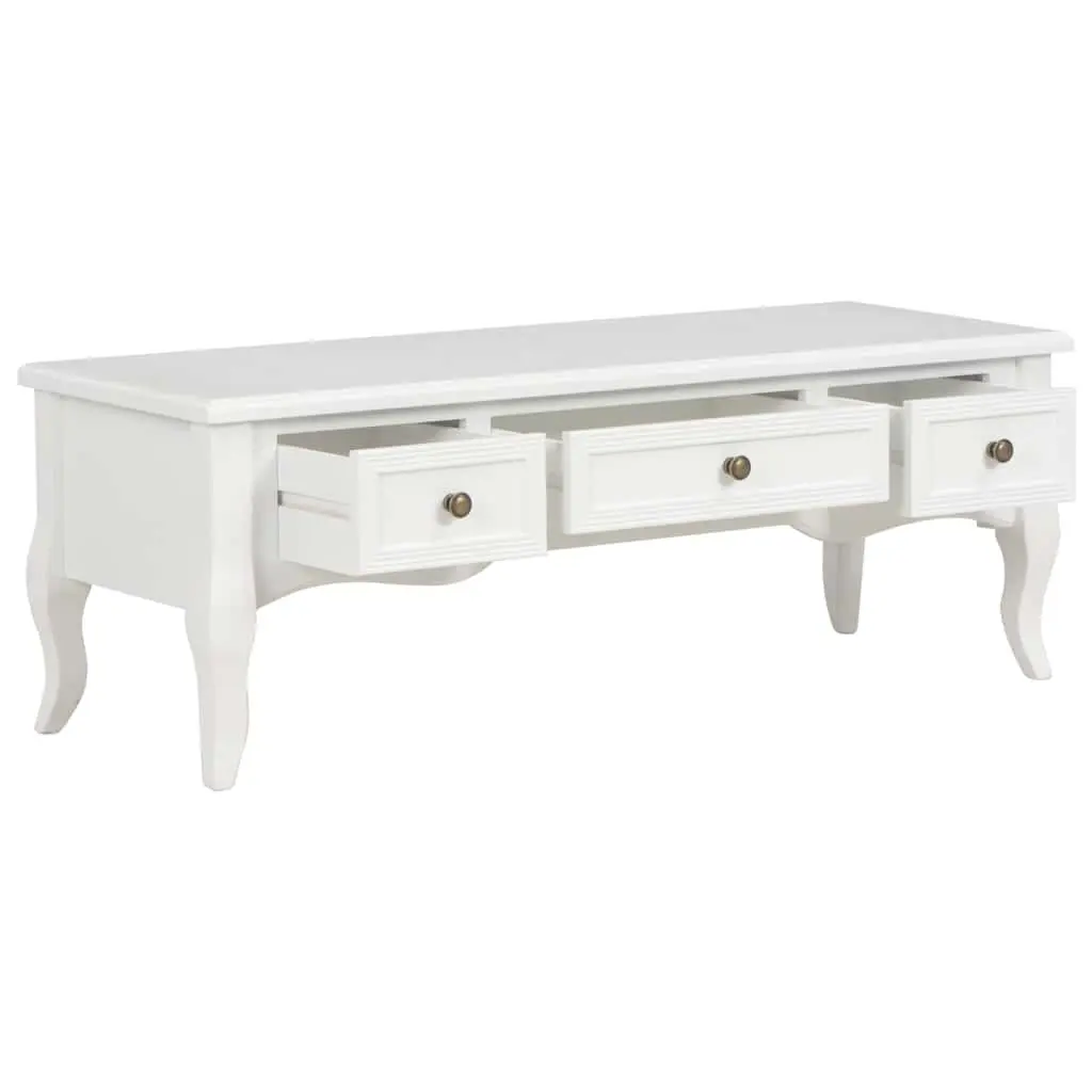 TV Cabinet Wood 100x35x35 cm White Storage Unit with 3 Drawers