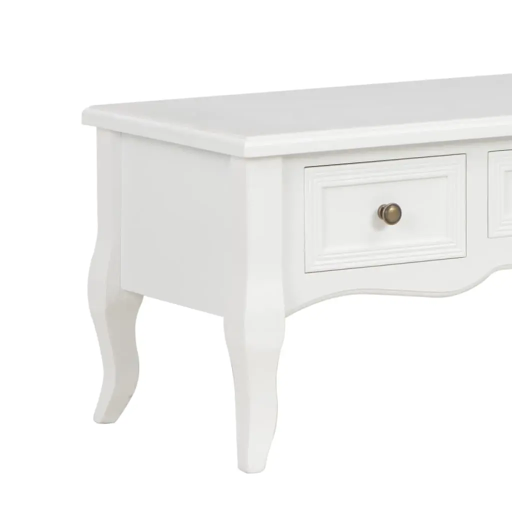 TV Cabinet Wood 100x35x35 cm White Storage Unit with 3 Drawers