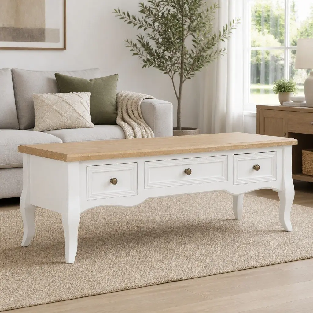 TV Cabinet Wood 100x35x35cm White Storage Unit with 3 Drawers