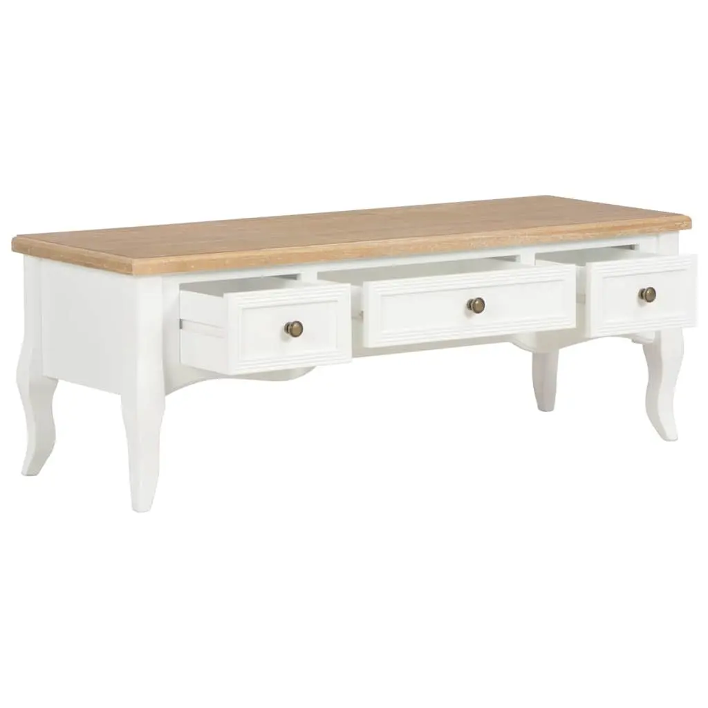 TV Cabinet Wood 100x35x35cm White Storage Unit with 3 Drawers