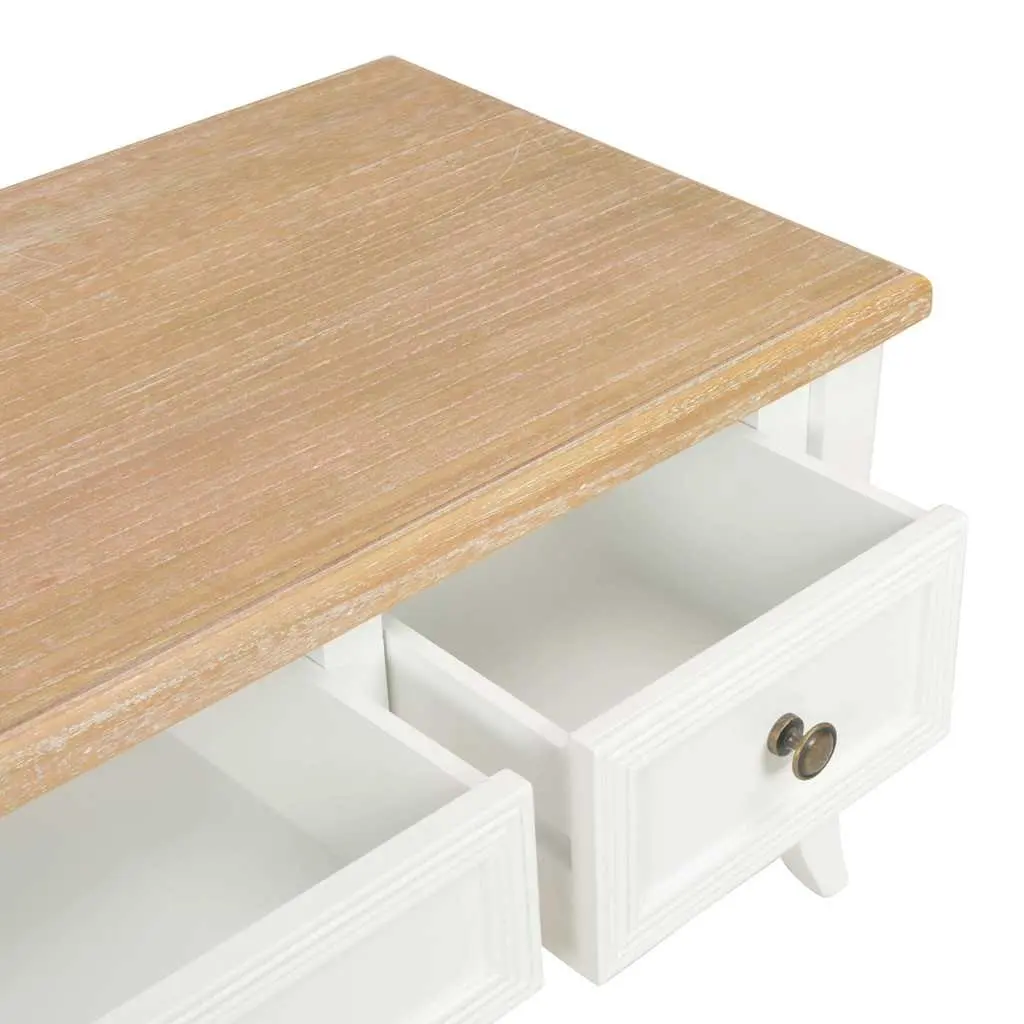 TV Cabinet Wood 100x35x35cm White Storage Unit with 3 Drawers