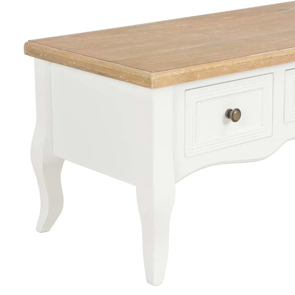 TV Cabinet Wood 100x35x35cm White Storage Unit with 3 Drawers