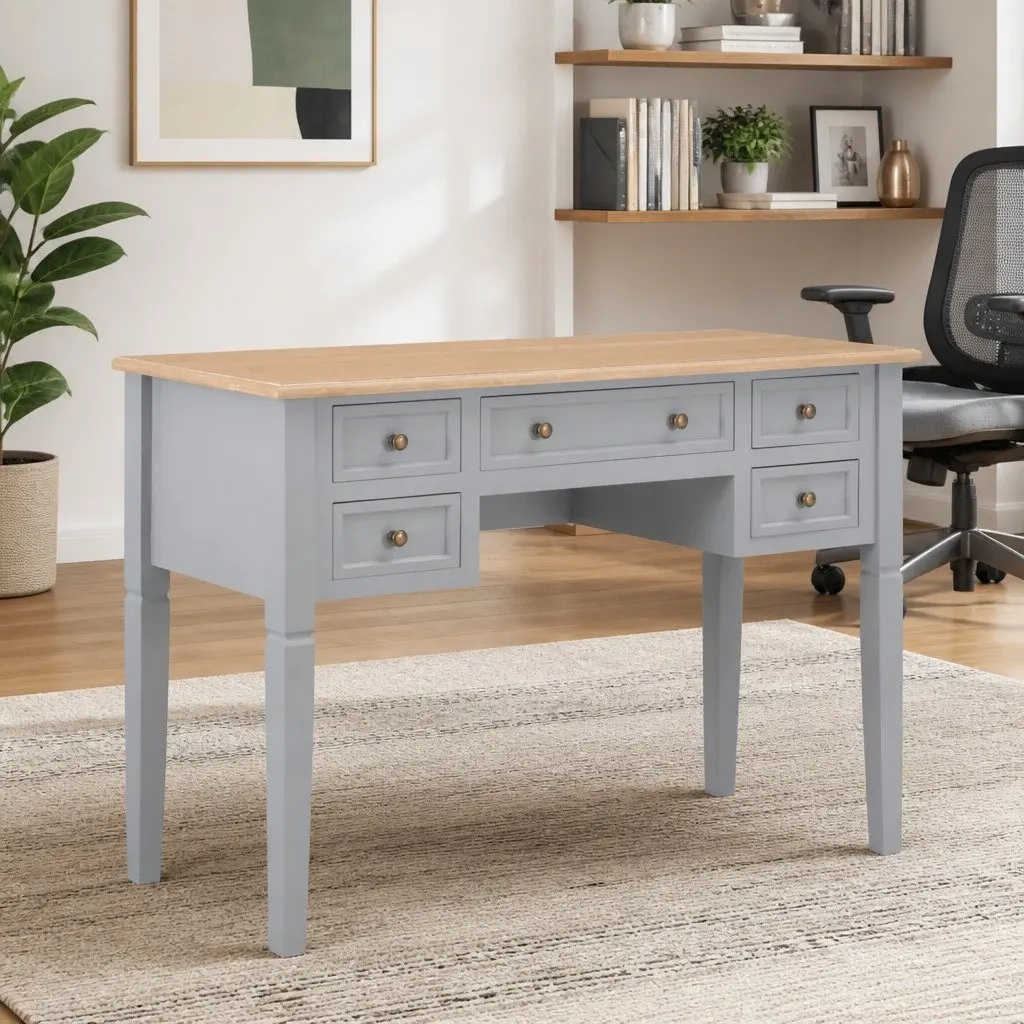 Writing Desk Grey MDF Pinewood 109.5 x 45 x 77.5 cm Home Office Furniture
