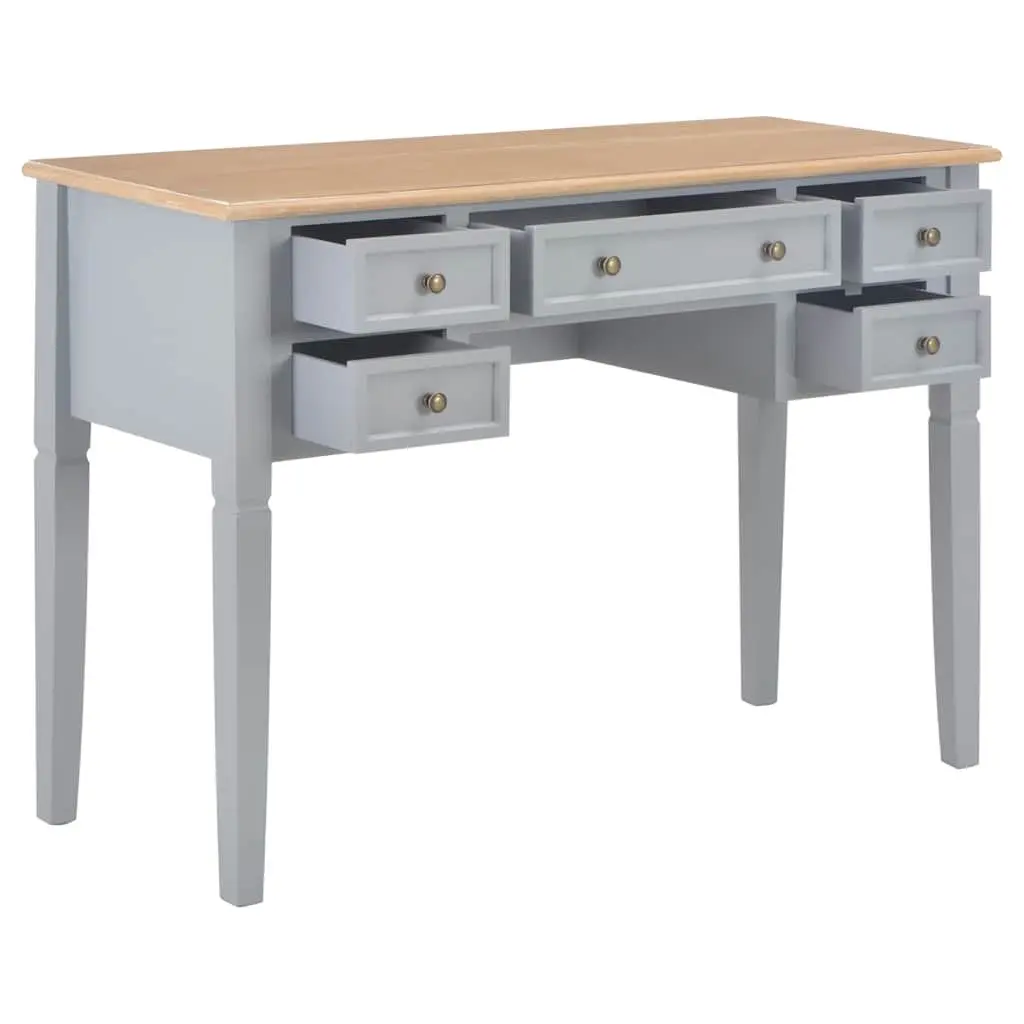 Writing Desk Grey MDF Pinewood 109.5 x 45 x 77.5 cm Home Office Furniture
