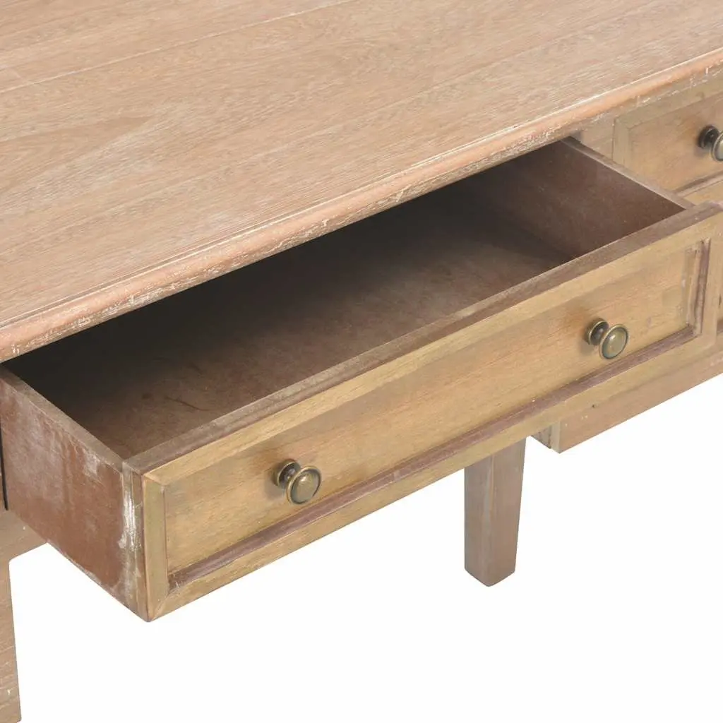 Brown Wood Writing Desk with Five Drawers Spacious Desktop Office Study Furniture