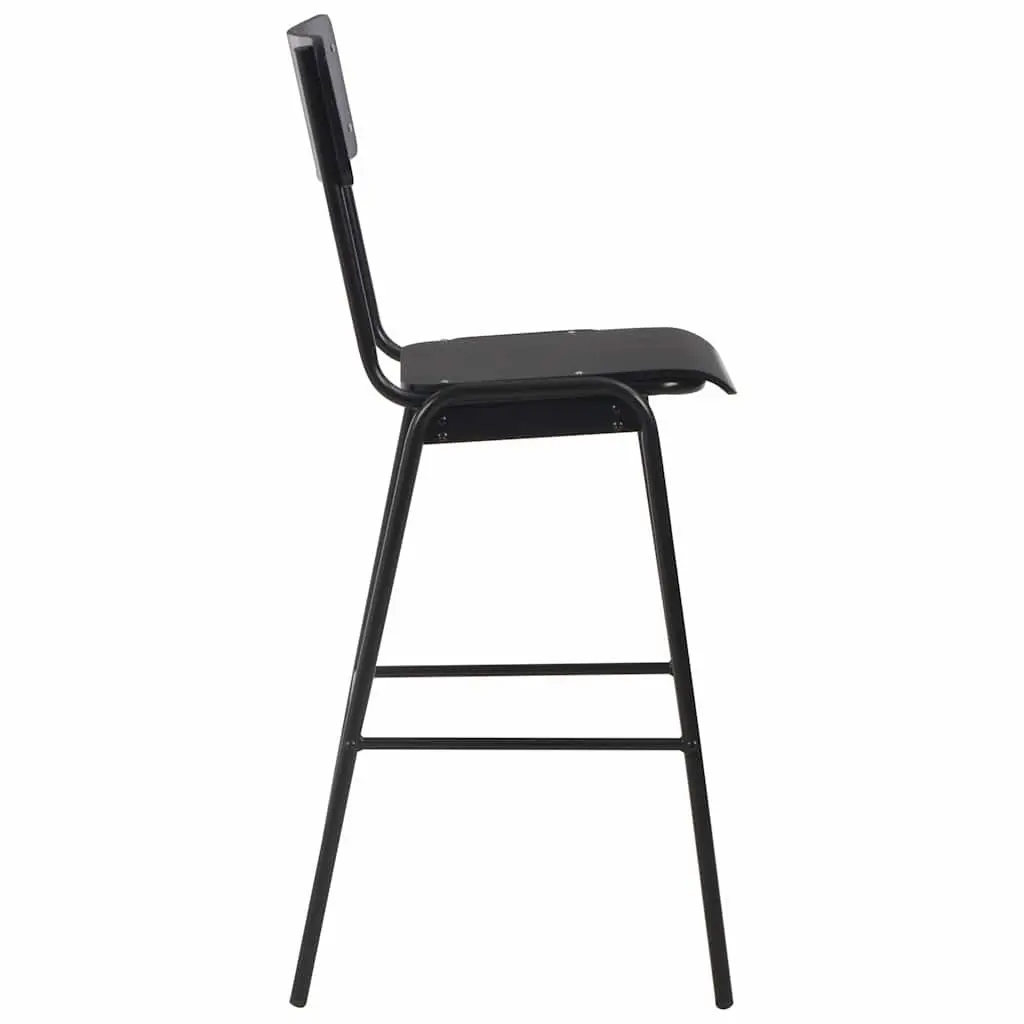 Plywood Bar Stools Stackable Black Steel Legs 2 Piece Kitchen Dining Chairs