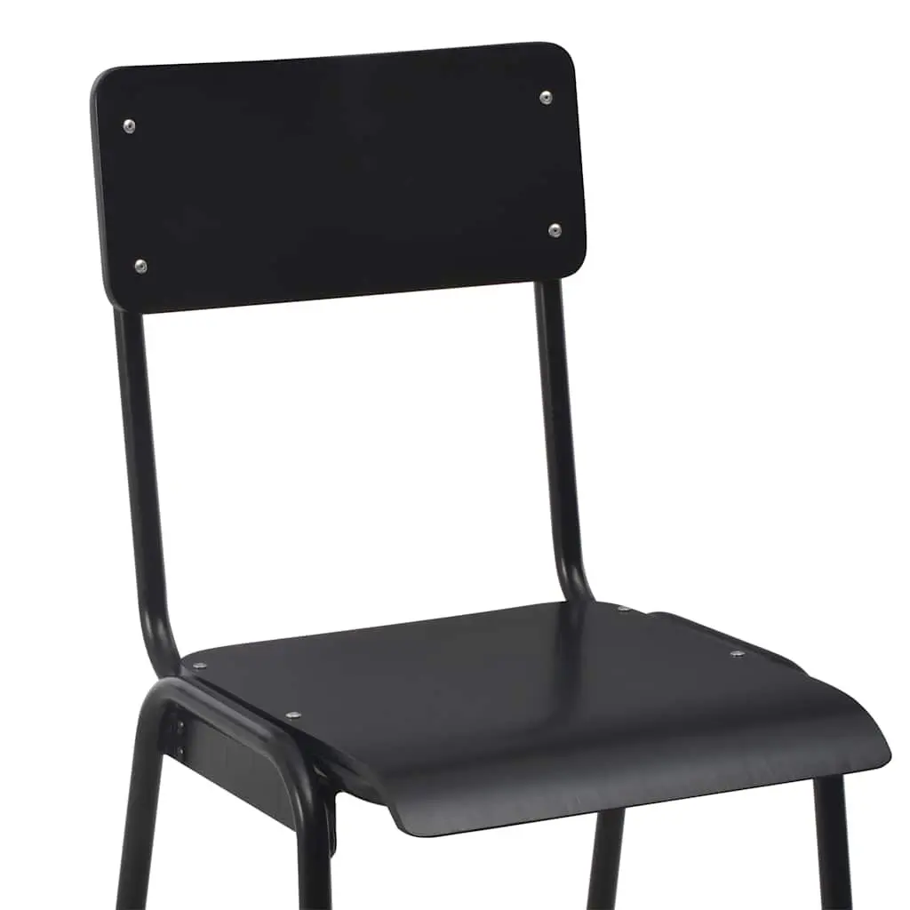 Plywood Bar Stools Stackable Black Steel Legs 2 Piece Kitchen Dining Chairs