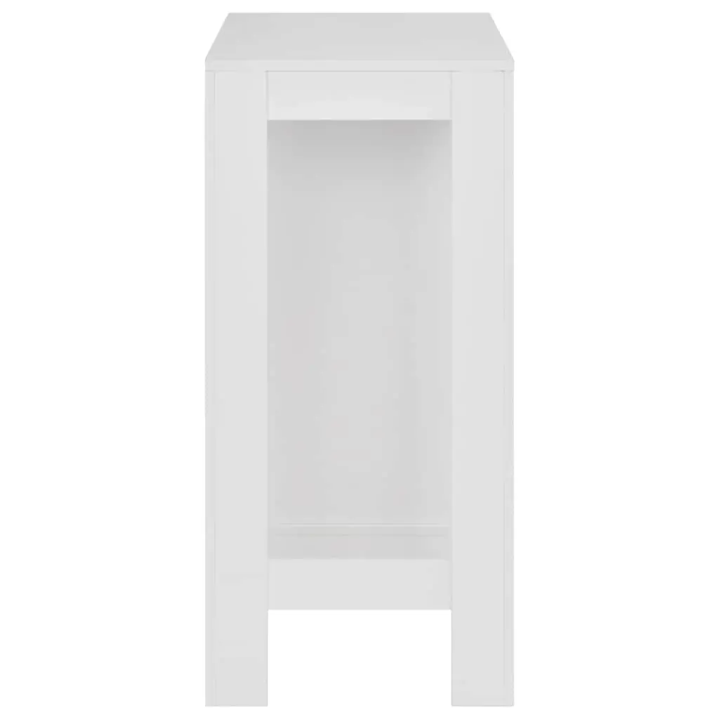 Bar Table with Storage Shelf White Kitchen Dining High Table Compact Design