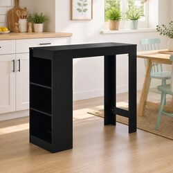 Practical Black Bar Table with Storage for Everyday Use 110x50x103cm