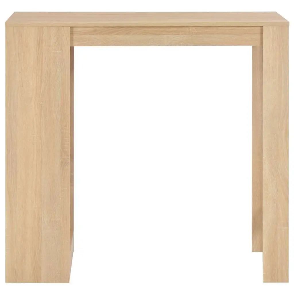 Brown Bar Table with 3 Layer Storage Shelf Engineered Wood 110x50x103cm for Kitchen and Dining Room