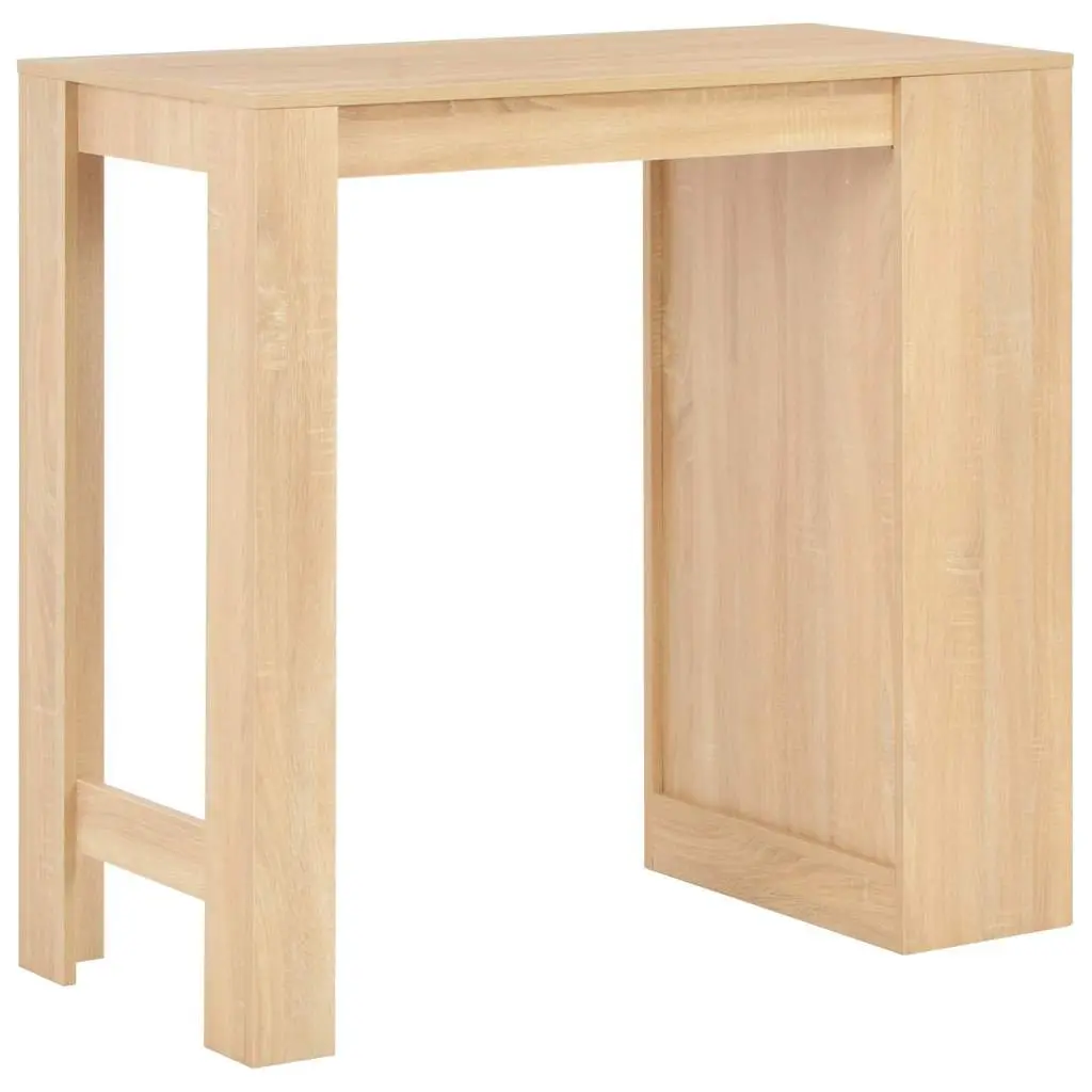 Brown Bar Table with 3 Layer Storage Shelf Engineered Wood 110x50x103cm for Kitchen and Dining Room