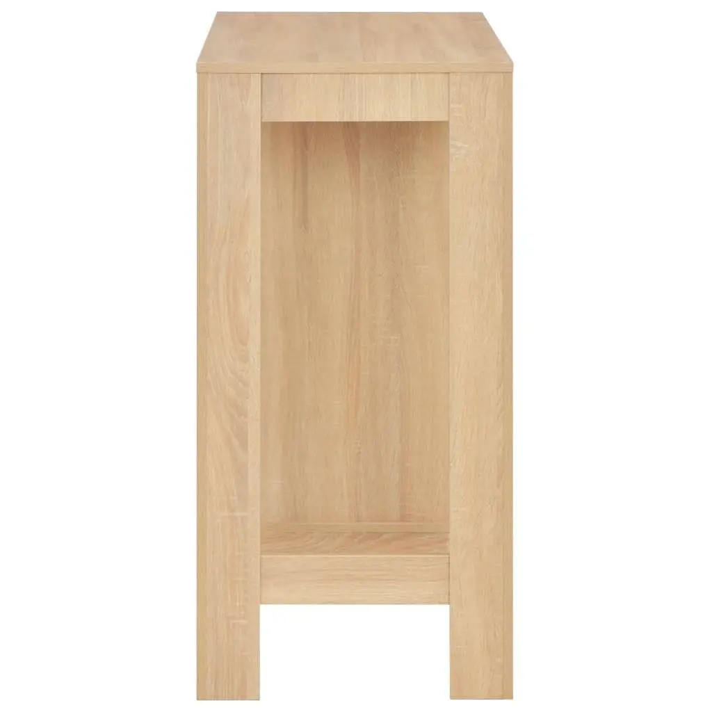 Brown Bar Table with 3 Layer Storage Shelf Engineered Wood 110x50x103cm for Kitchen and Dining Room