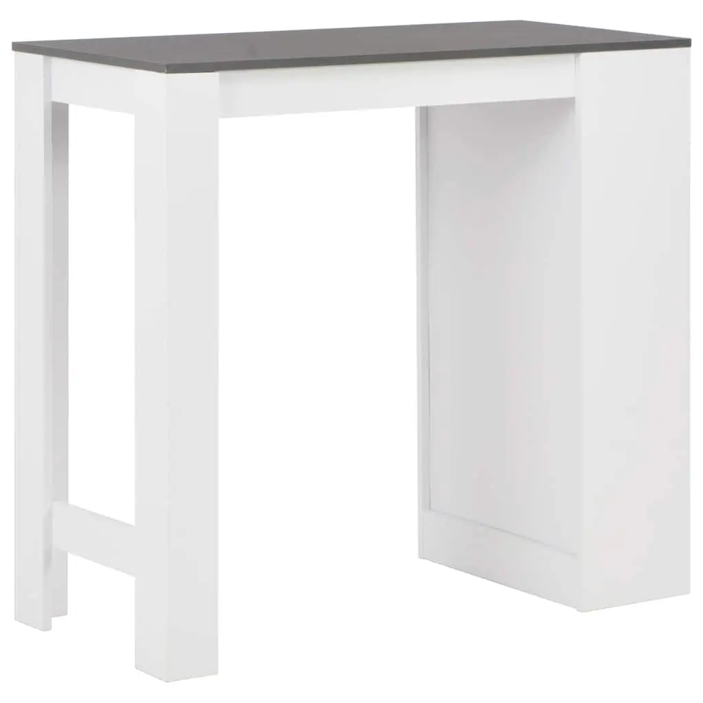 Bar Table Engineered Wood 110cm x 50cm x 103cm White with 3 Layer Storage Shelf