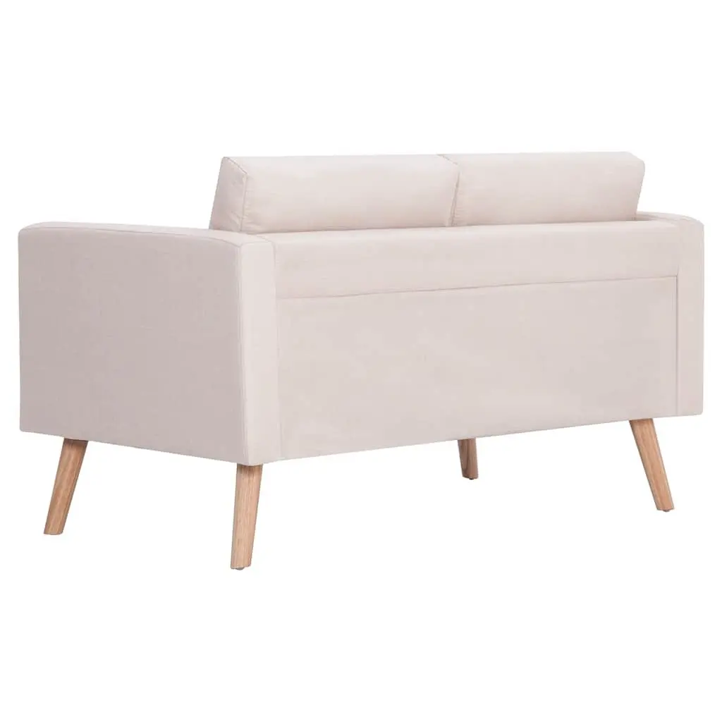 CreamFabric2SeaterSofaWoodenFrameThickPaddedCushionsWideSeatingAreaMachineWashableCovers