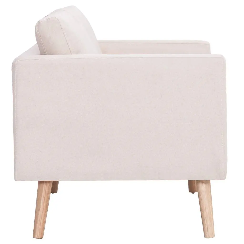 CreamFabric2SeaterSofaWoodenFrameThickPaddedCushionsWideSeatingAreaMachineWashableCovers