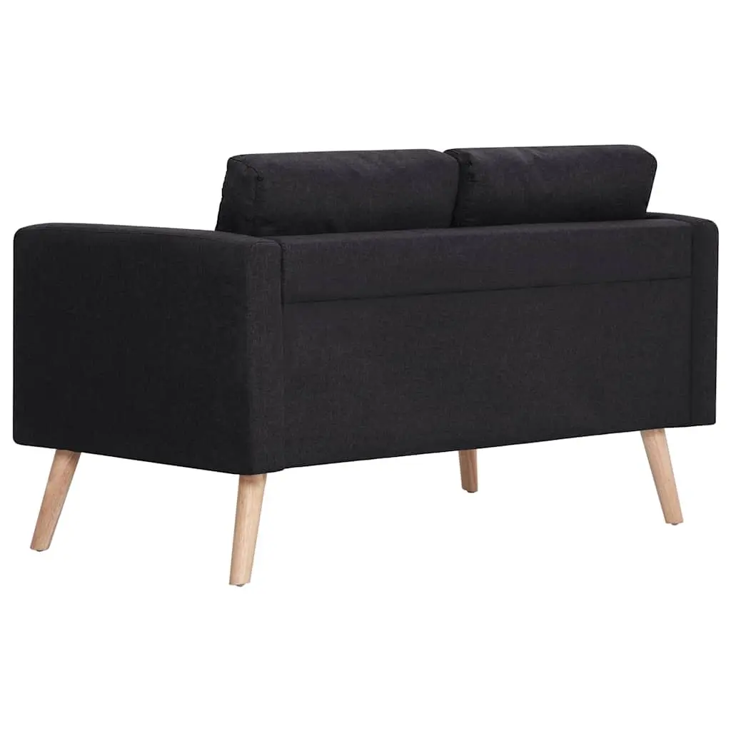 2-Seater Sofa Fabric Black Padded Cushions Removable Covers