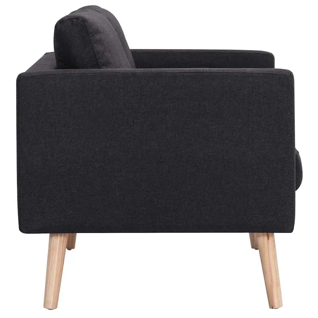 2-Seater Sofa Fabric Black Padded Cushions Removable Covers