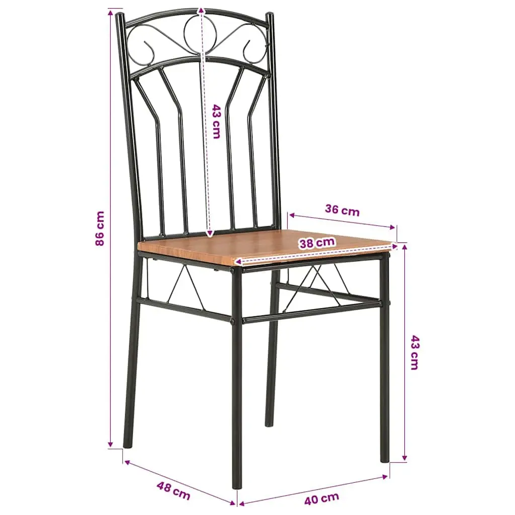 6-Piece Brown Dining Chair Set for Home Use