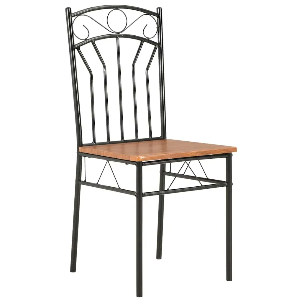 Dining Chairs Set MDF Board and Steel 4 Piece Brown Modern Industrial Style