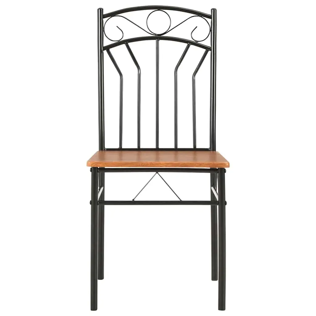 Dining Chairs Set MDF Board and Steel 4 Piece Brown Modern Industrial Style