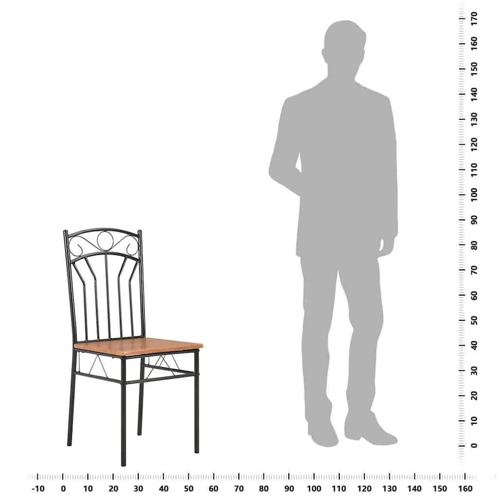 Dining Chairs Set MDF Board and Steel 4 Piece Brown Modern Industrial Style