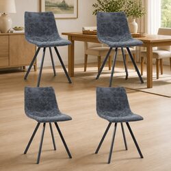 Black Faux Leather Dining Chairs Set: 4 Comfortable Seats