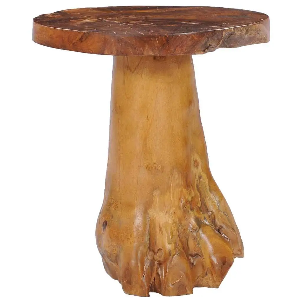 Round Coffee Table Solid Teak Wood 40x40 cm Brown Handmade Accent Living Room