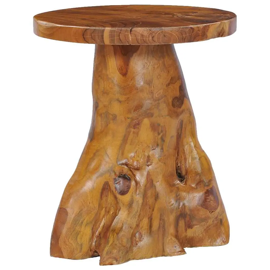 Round Coffee Table Solid Teak Wood 40x40 cm Brown Handmade Accent Living Room