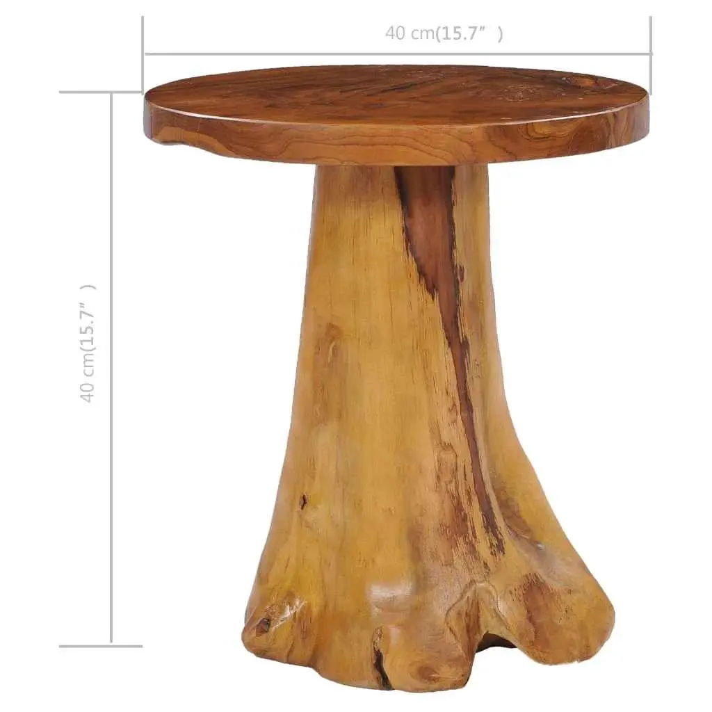 Round Coffee Table Solid Teak Wood 40x40 cm Brown Handmade Accent Living Room