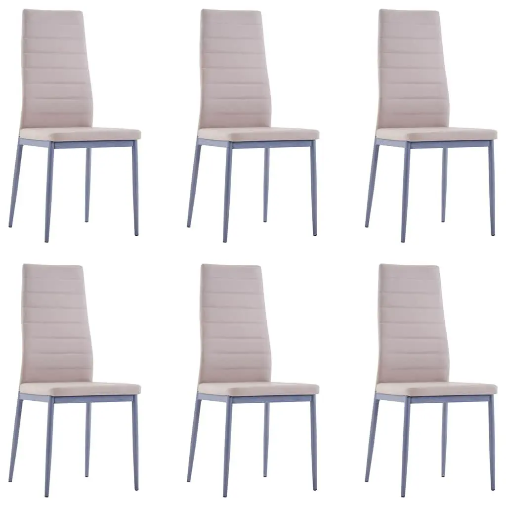 Dining Set 7 Pieces Modern Kitchen Furniture Tempered Glass Top Upholstered Chairs Beige