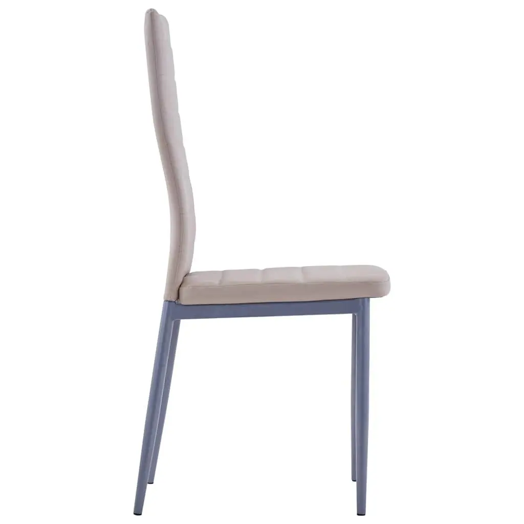 Dining Set 7 Pieces Modern Kitchen Furniture Tempered Glass Top Upholstered Chairs Beige