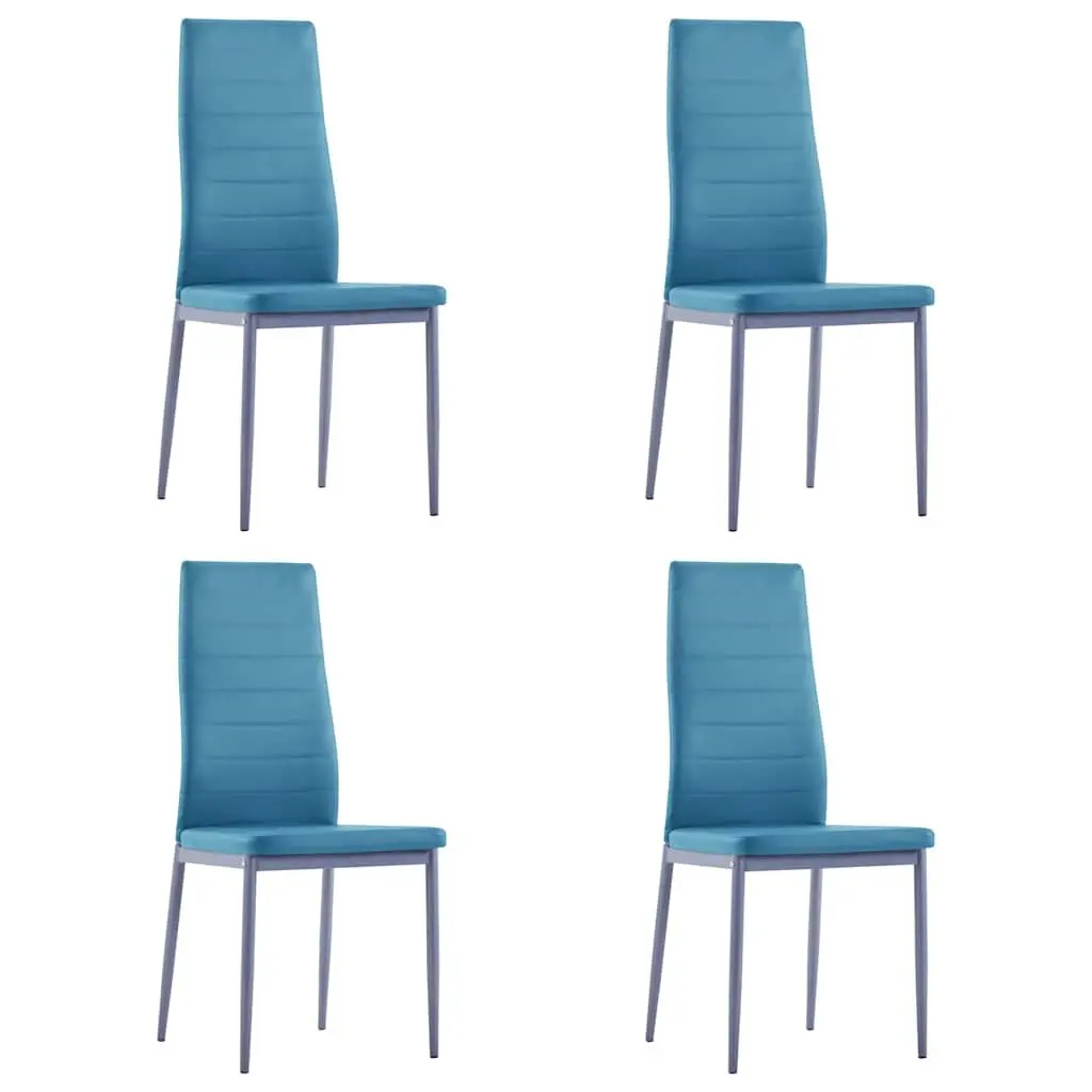 Dining Set Modern Glass Top 5 Piece Blue Kitchen Furniture