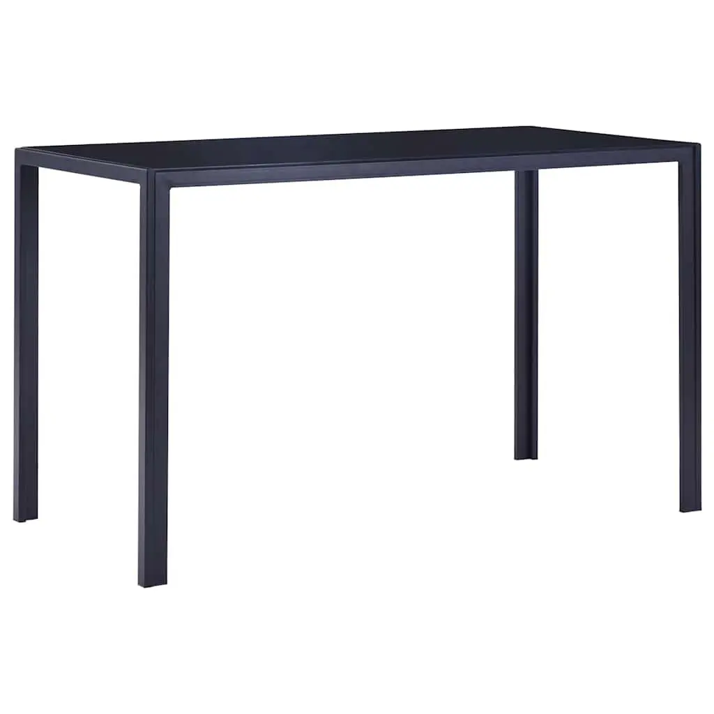 Dining Table Set 7 Piece Tempered Glass Faux Leather Upholstered Chairs Blue