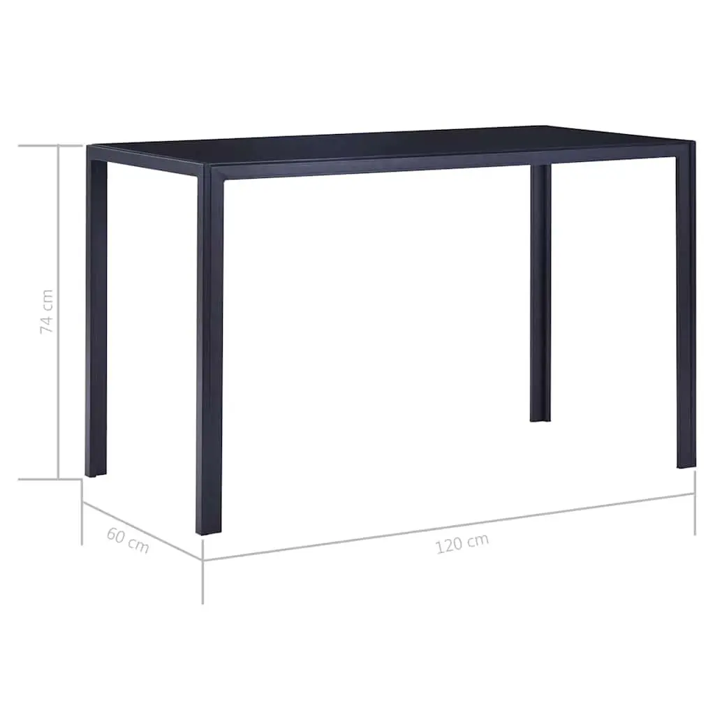 Dining Table Set 7 Piece Tempered Glass Faux Leather Upholstered Chairs Blue