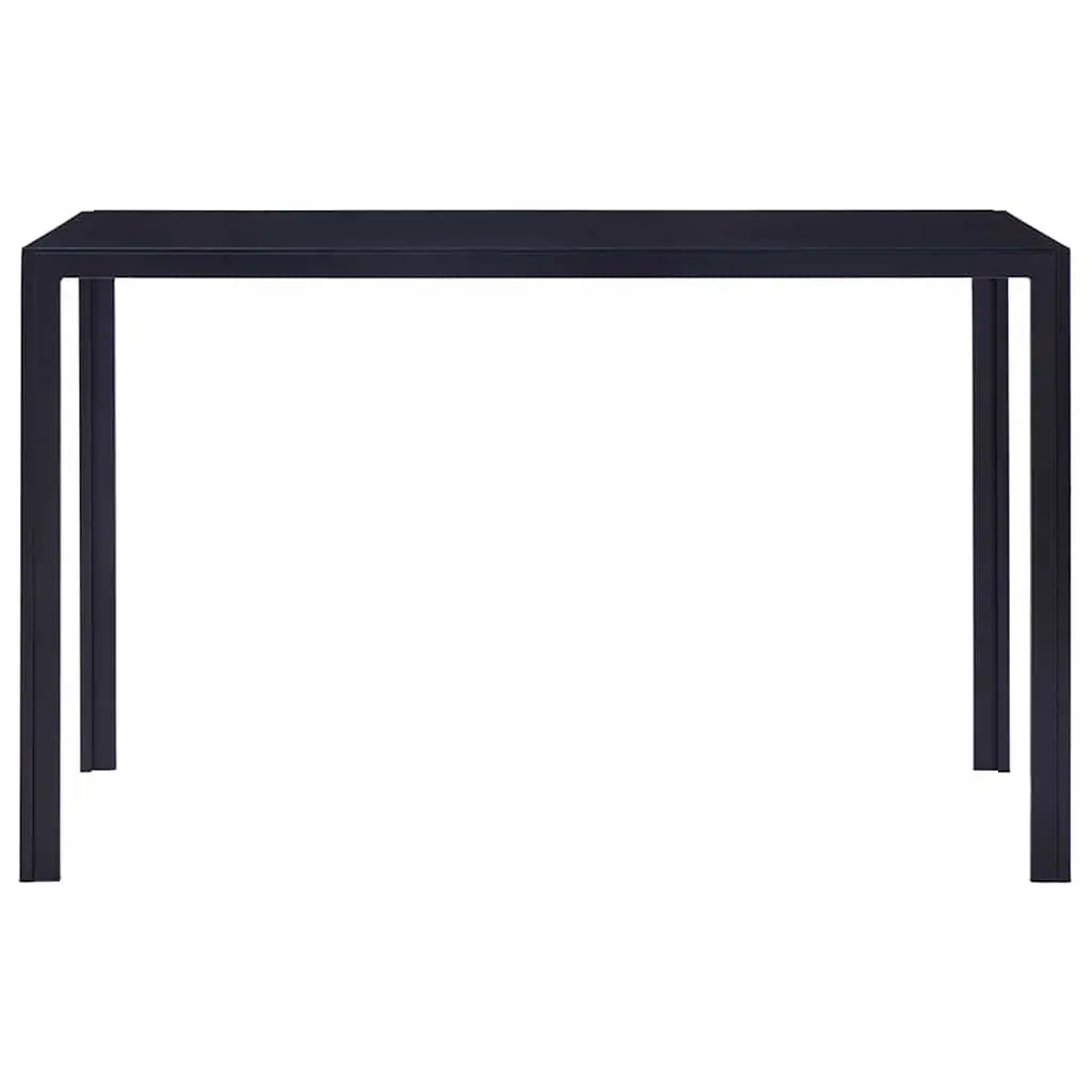 Dining Table Set 7 Piece Tempered Glass Faux Leather Upholstered Chairs Blue