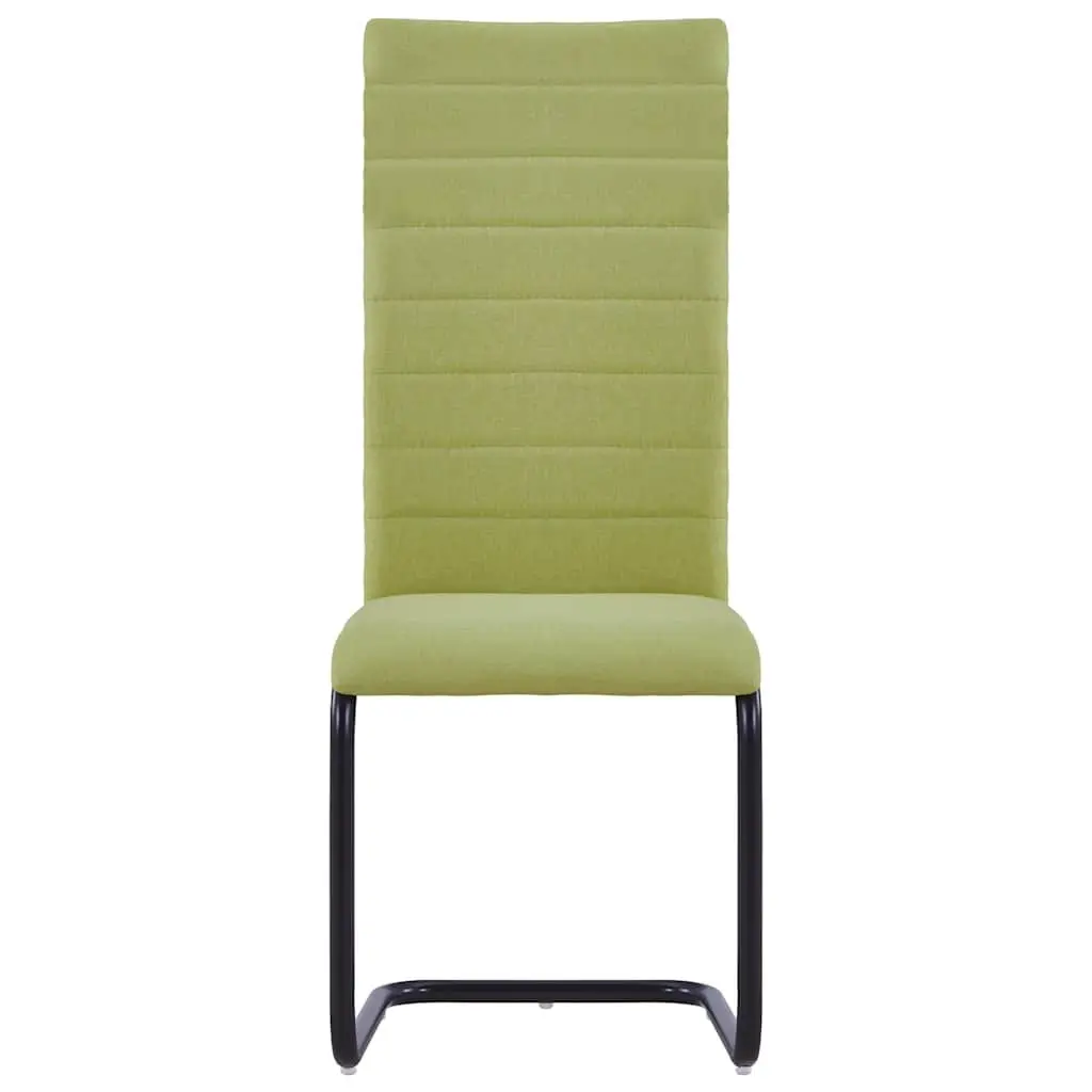 Dining Chairs Set of 4 Green Fabric Cantilever Modern Kitchen Room Seating