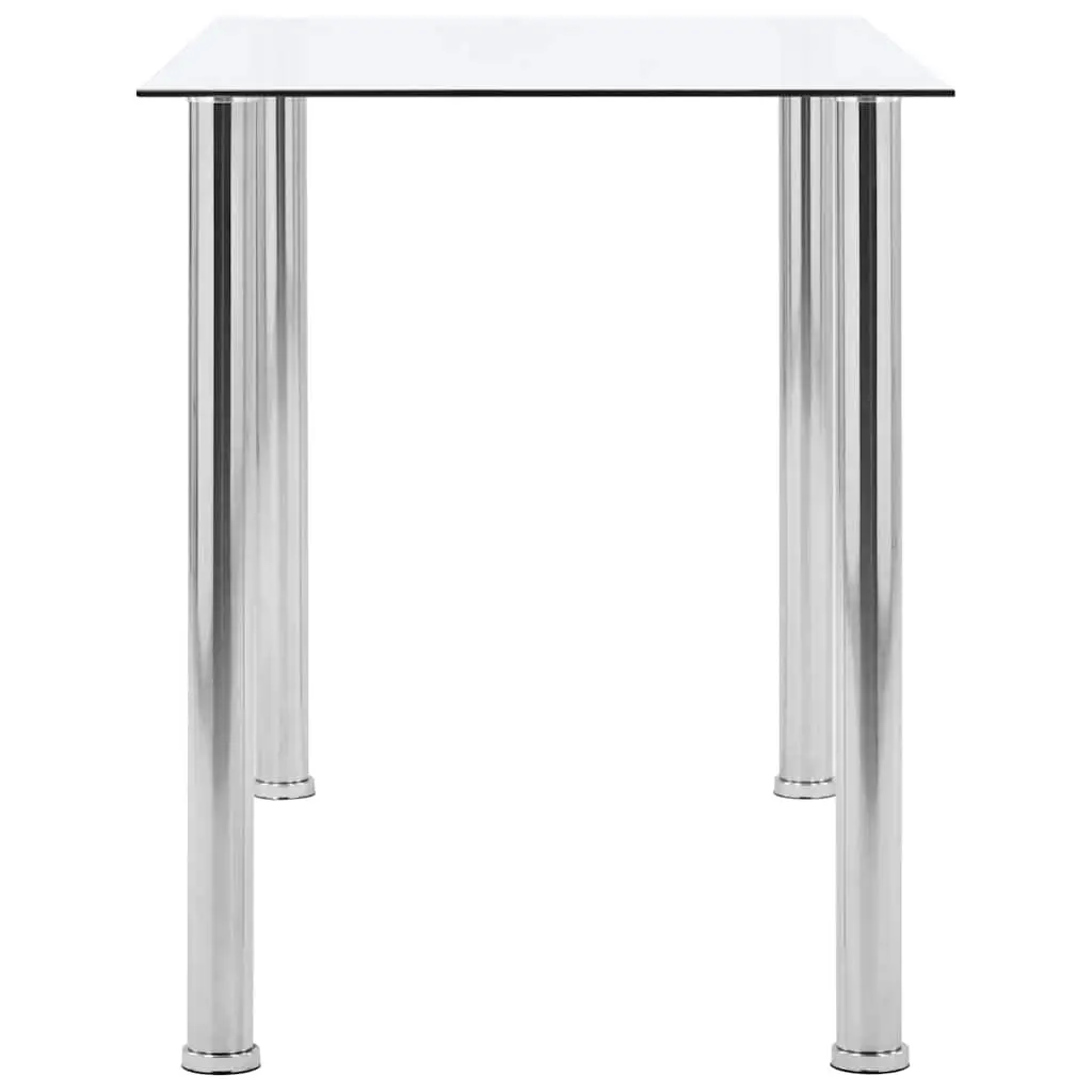 Dining Table Tempered Glass Top Stainless Steel Frame 120 x 60 x 75 cm Transparent