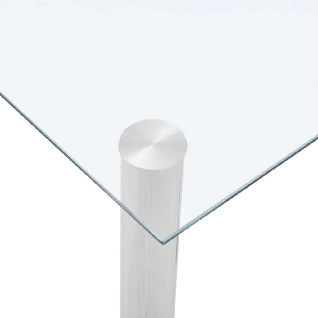 Dining Table Tempered Glass Top Stainless Steel Frame 120 x 60 x 75 cm Transparent