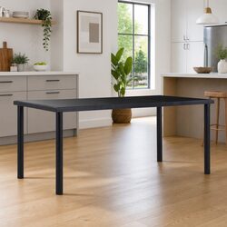 Versatile Black Glass Dining Table for Home Use