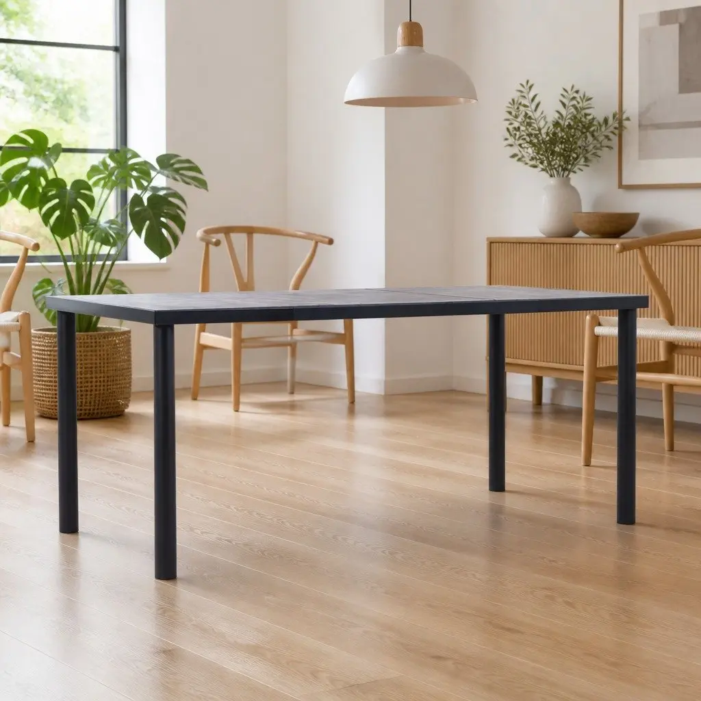 Dining Table MDF Black Concrete 180x90x75 cm