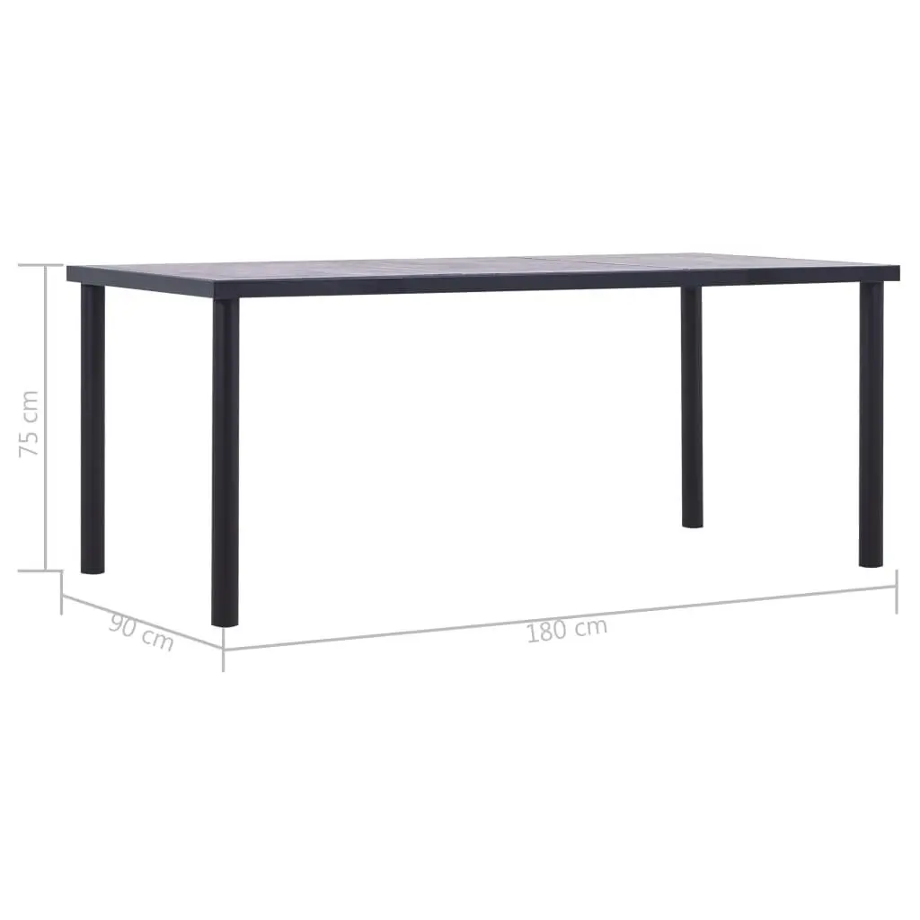 Dining Table MDF Black Concrete 180x90x75 cm