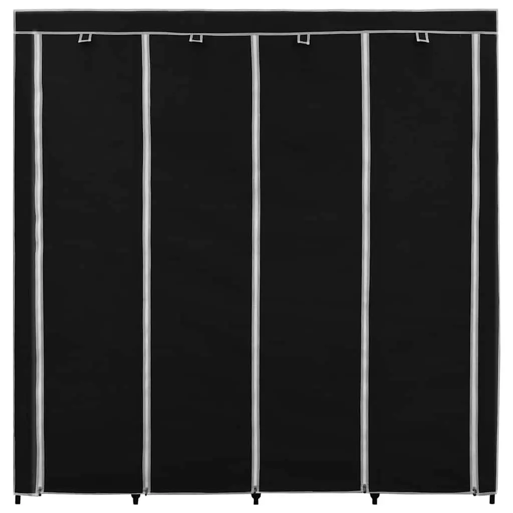 Wardrobe Storage Cabinet Iron Frame Fabric Cover 175x45x170cm Black