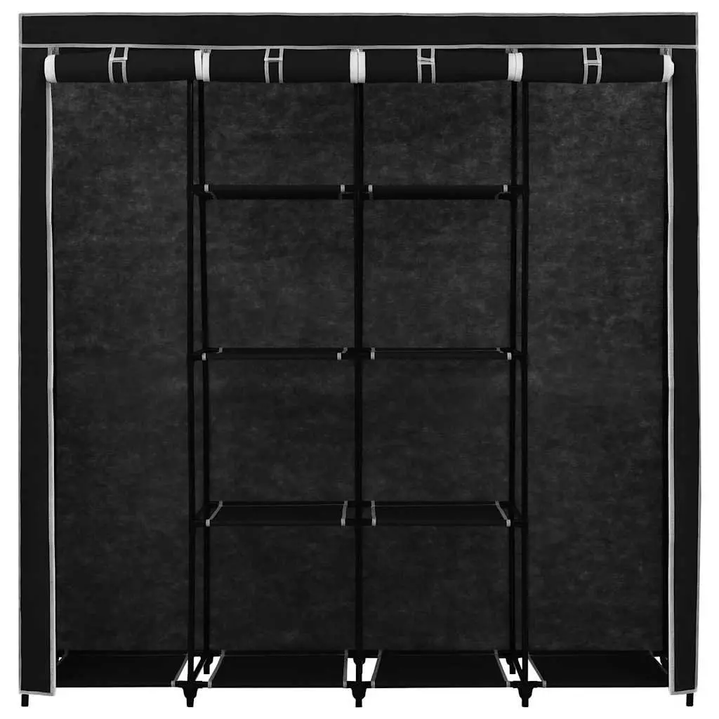 Wardrobe Storage Cabinet Iron Frame Fabric Cover 175x45x170cm Black