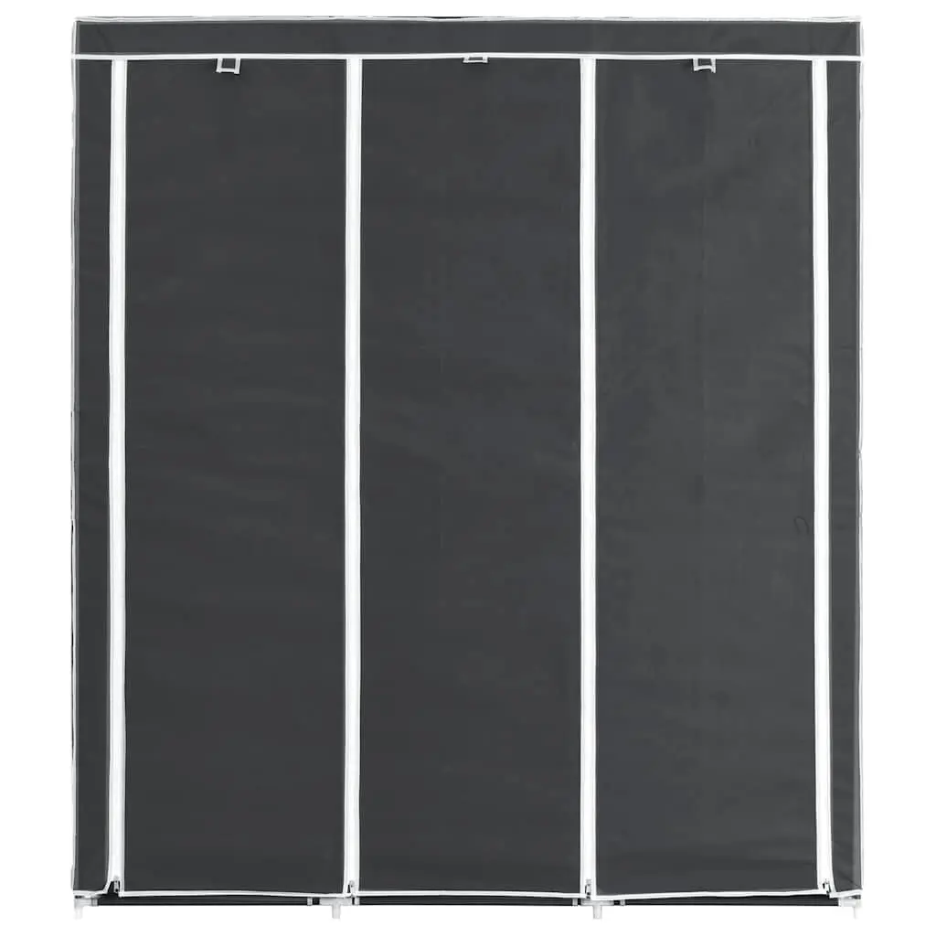 Portable Wardrobe Storage Cabinet Non-woven Fabric 150 x 45 x 175 cm Black Closet Organizer