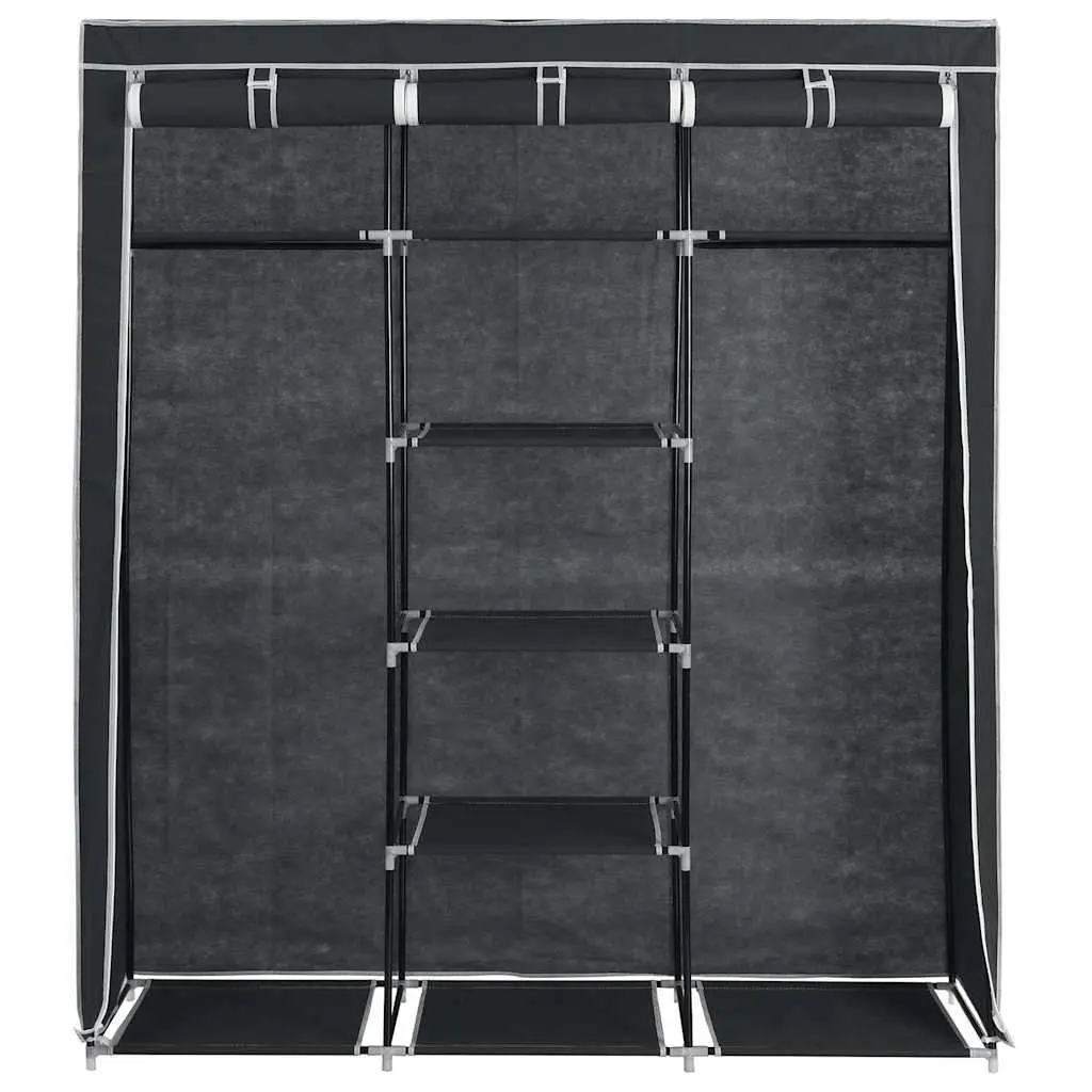 Portable Wardrobe Storage Cabinet Non-woven Fabric 150 x 45 x 175 cm Black Closet Organizer