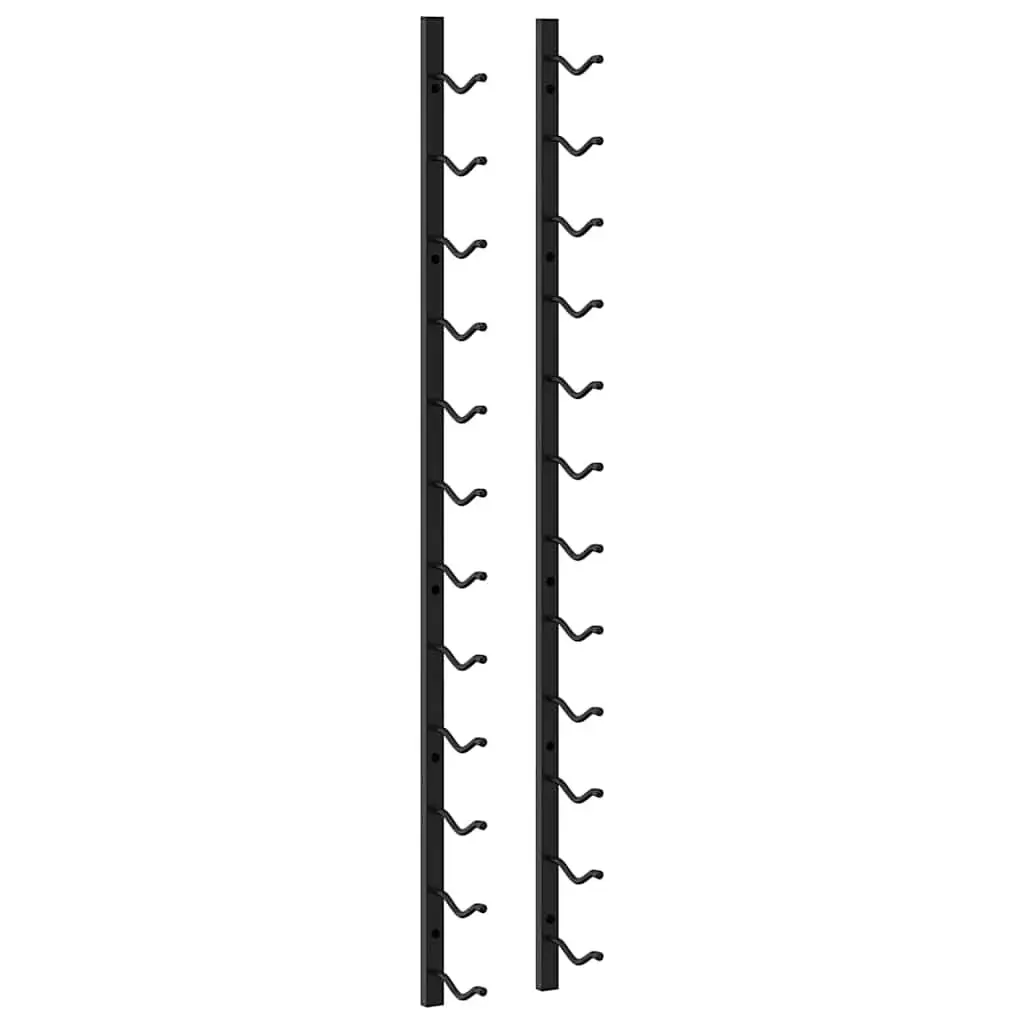 Wall Mounted Wine Rack 12 Bottle Storage Black Iron Modern Home Décor Organiser